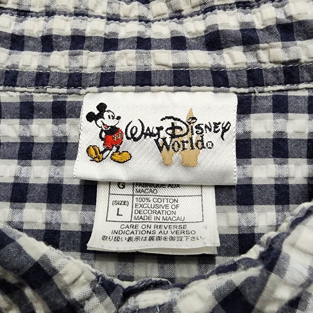 Walt Disney World Men's Mickey Mouse Blue & White Striped Shirt Size L - Picture 5 of 13